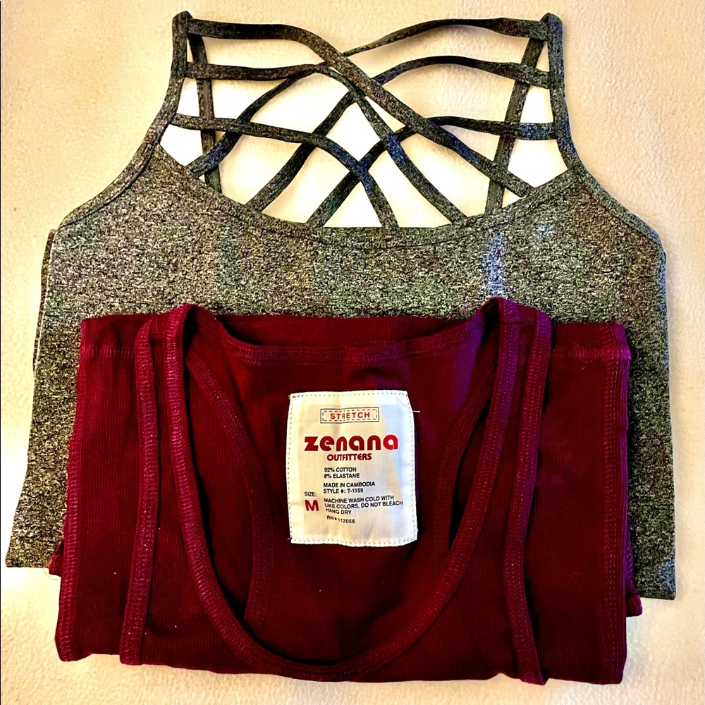 NEW NEVER WORN Two tanks/camis gray and wine.  Sizes are Medium $17